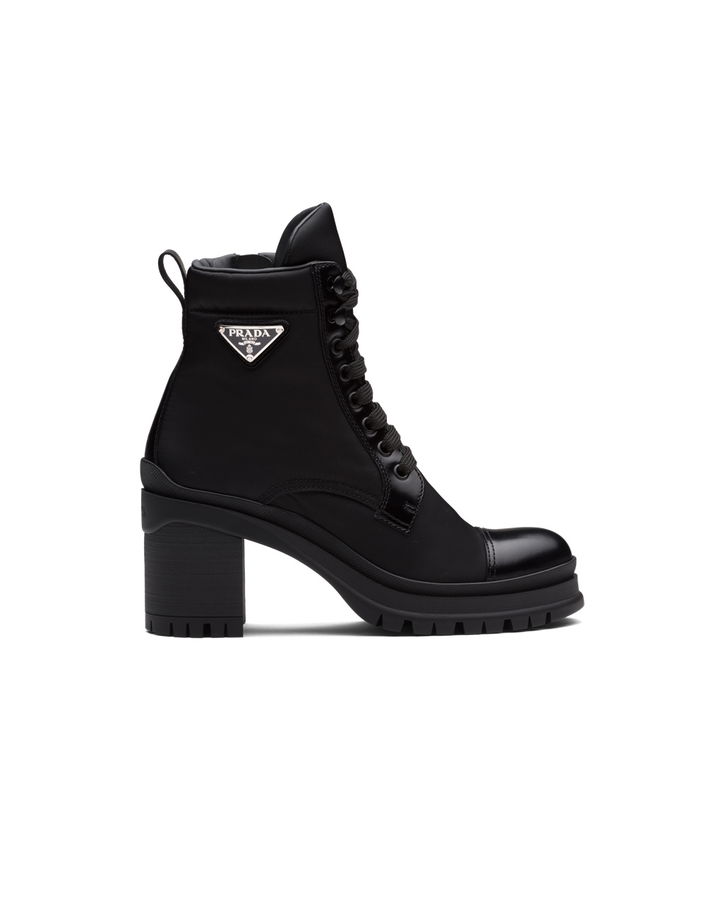 Prada Brushed Bőr And Nylon Laced Booties Fekete | GHRVFU983