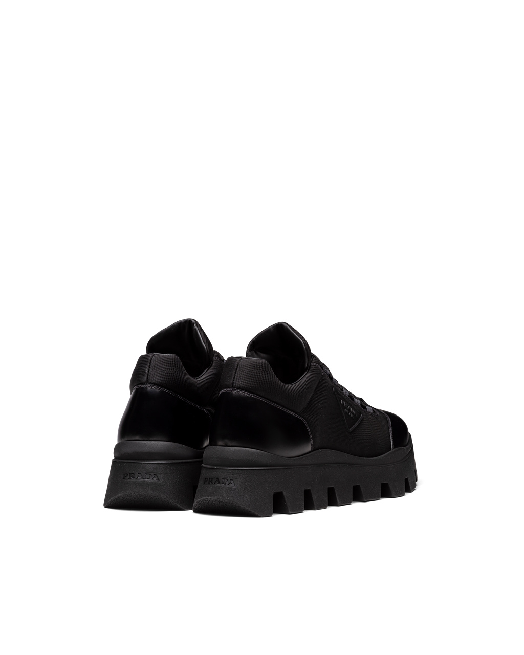 Prada Brushed Bőr And Nylon Sneakers Fekete | NXUQKM396