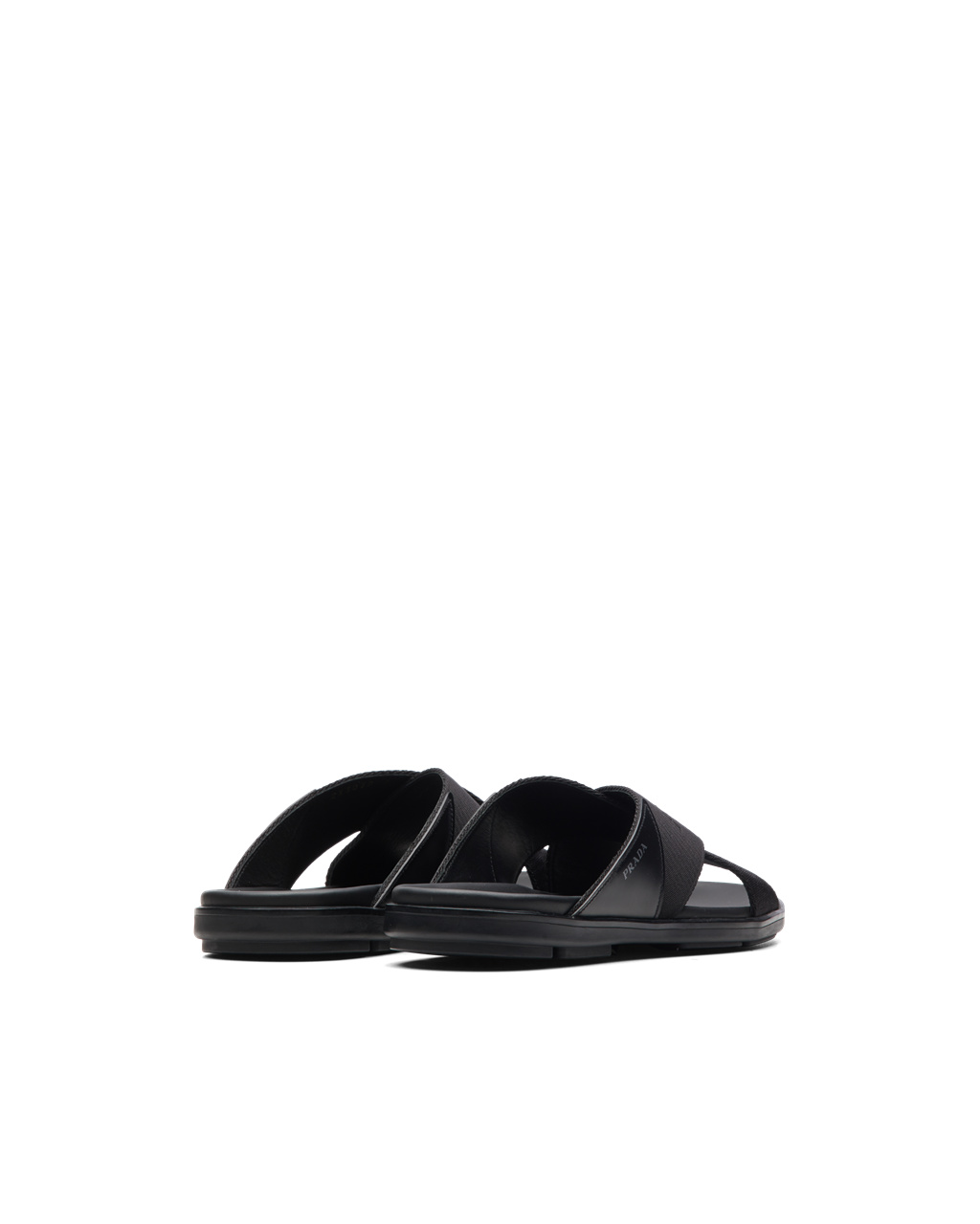 Prada Brushed Bőr And Nylon Tape Crisscross Slides Fekete | DCJBXR698