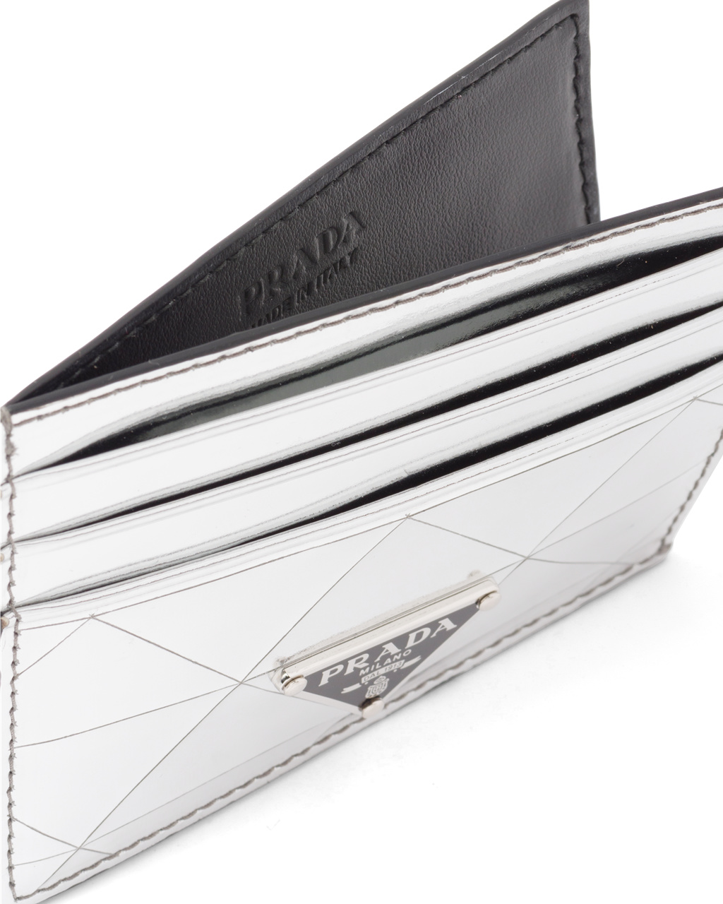 Prada Brushed Bőr Card Holder Titán | OVRQAD931