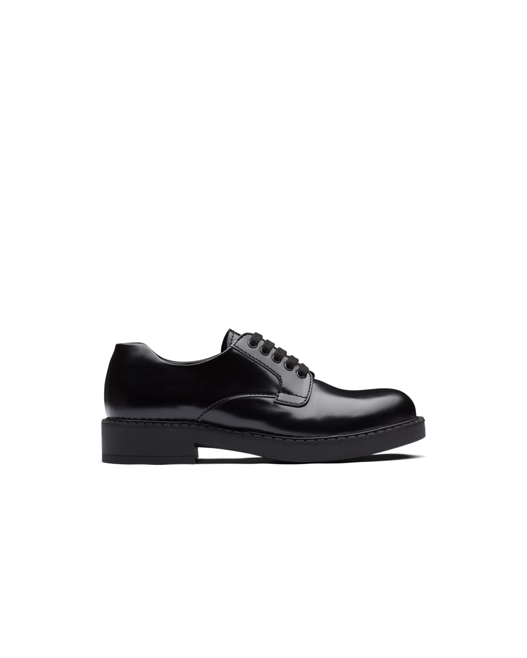 Prada Brushed Bőr Derby Shoes Fekete | YVDJKP720