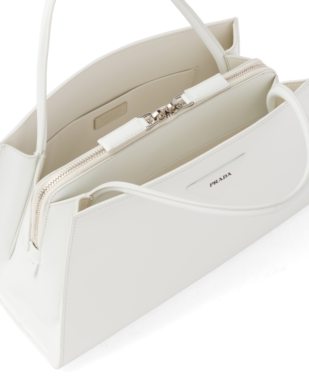 Prada Brushed Bőr Handbag Fehér | VZQFSX843