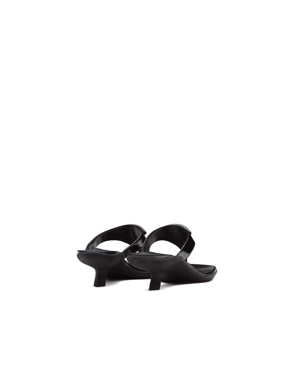 Prada Brushed Bőr High-heeled Tanga Sandals Fekete | TGJIUA927