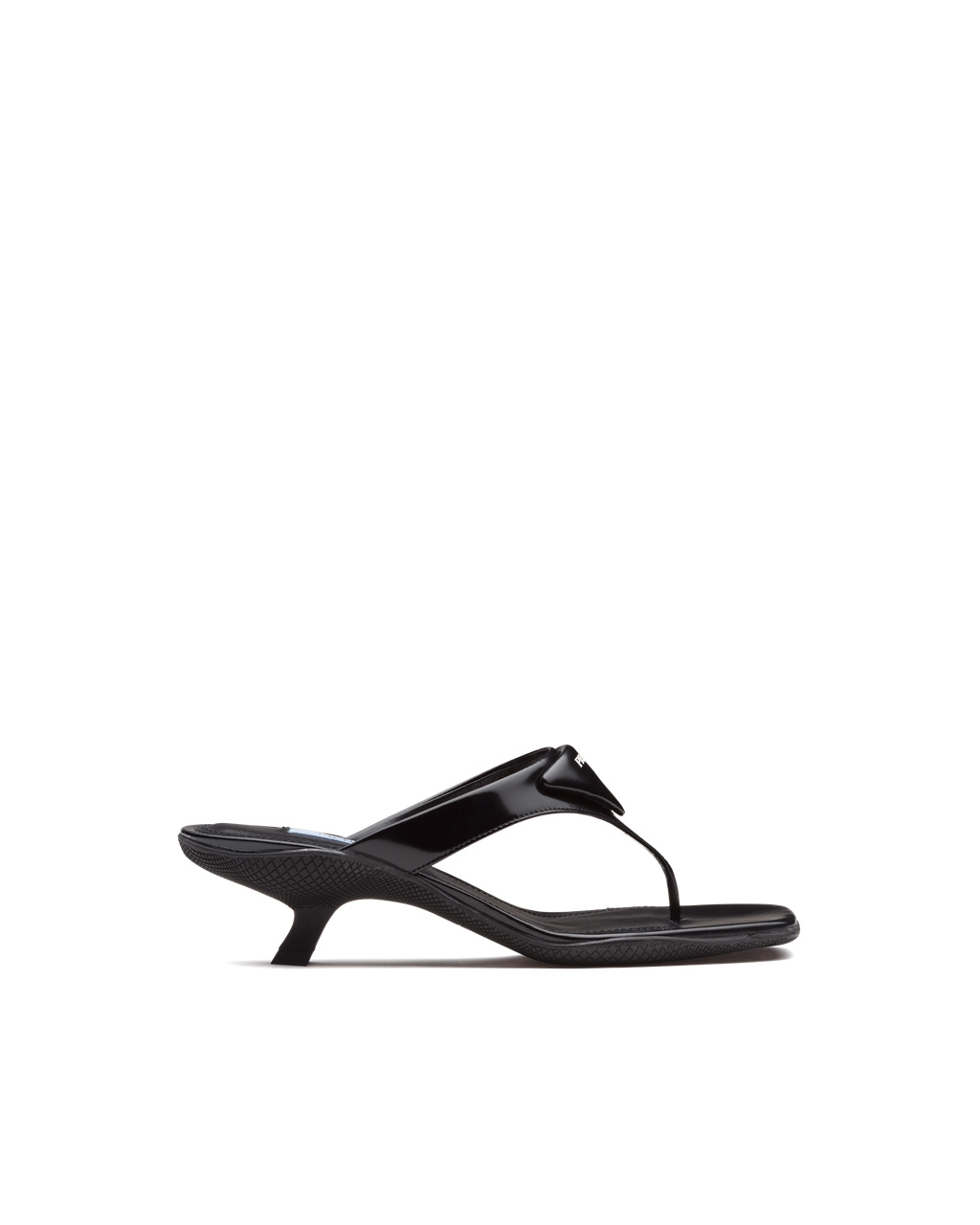 Prada Brushed Bőr High-heeled Tanga Sandals Fekete | TGJIUA927