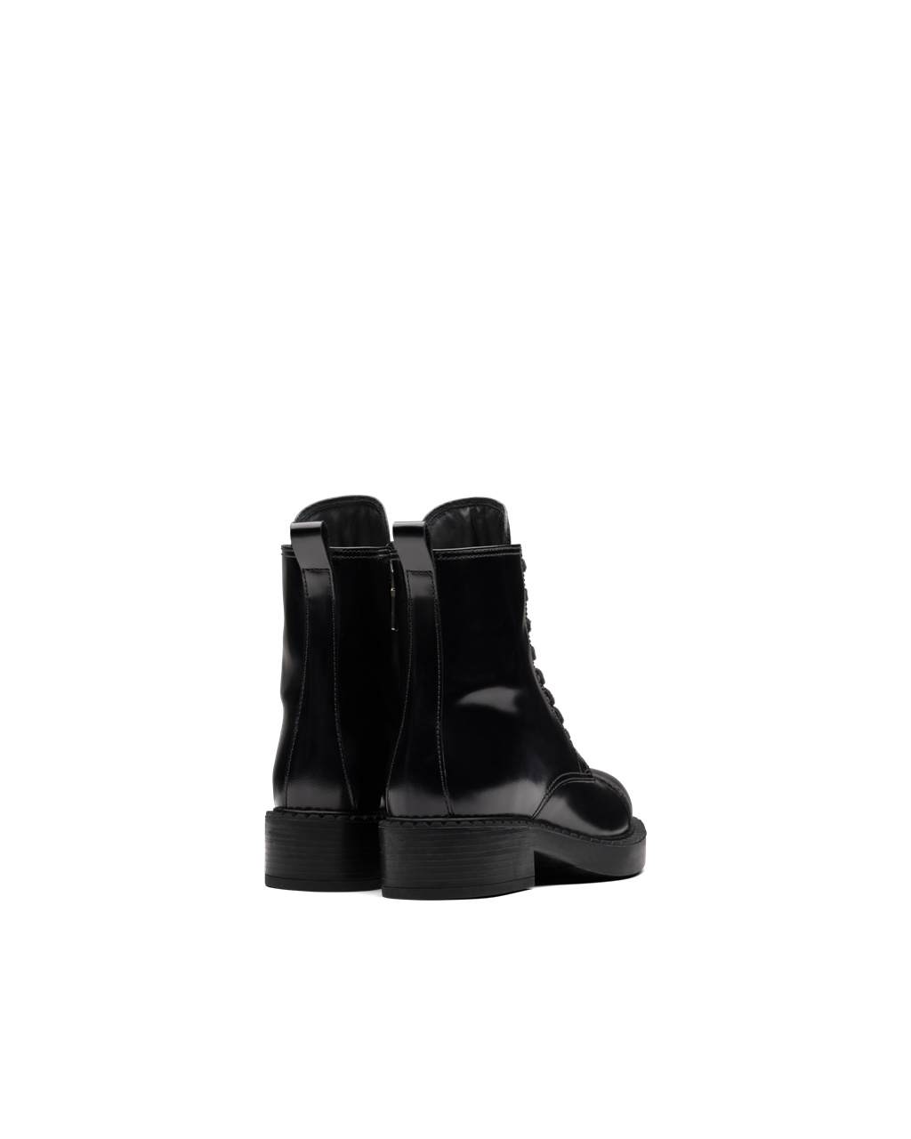 Prada Brushed Bőr Laced Booties Fekete | EHDZPC501