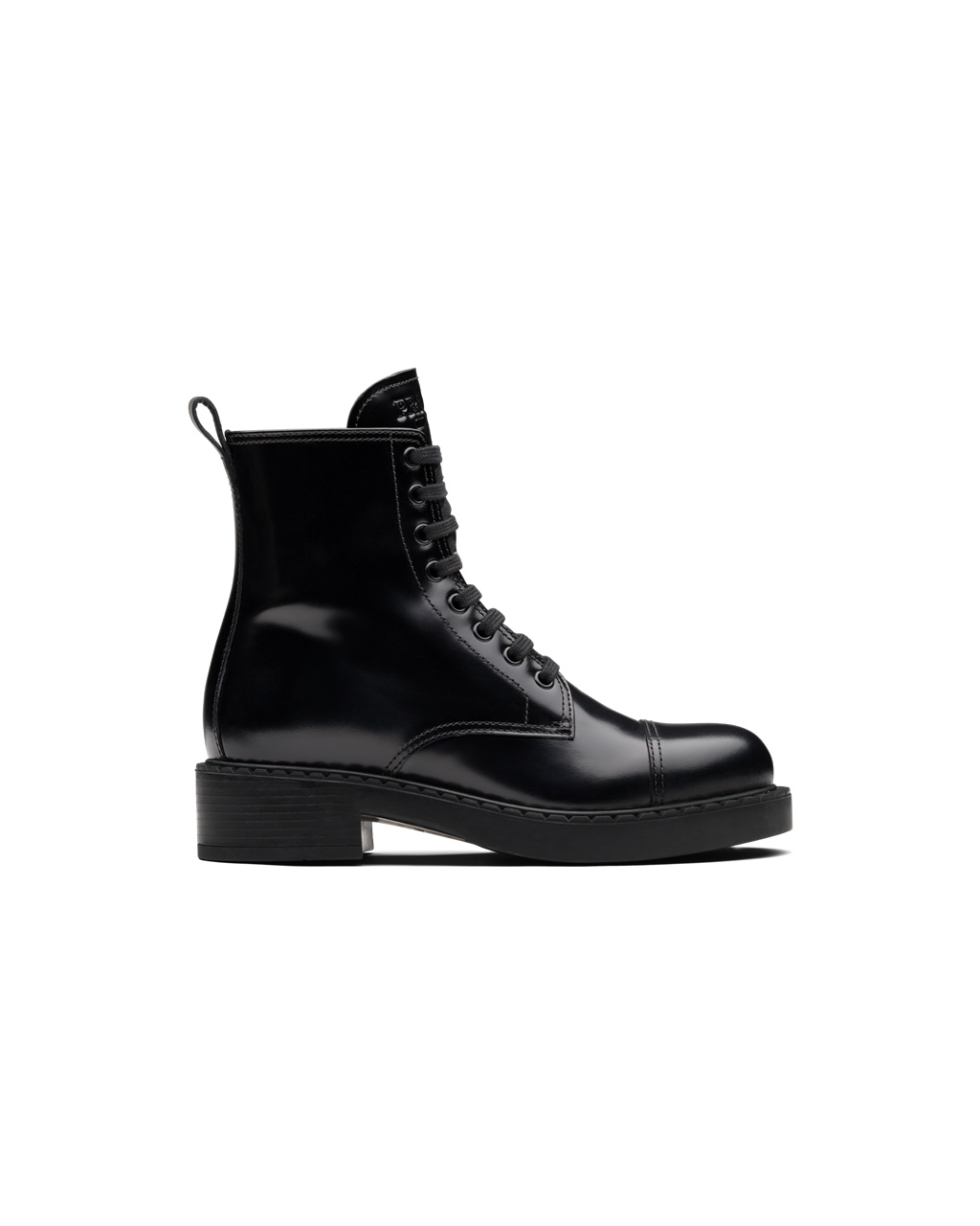 Prada Brushed Bőr Laced Booties Fekete | EHDZPC501