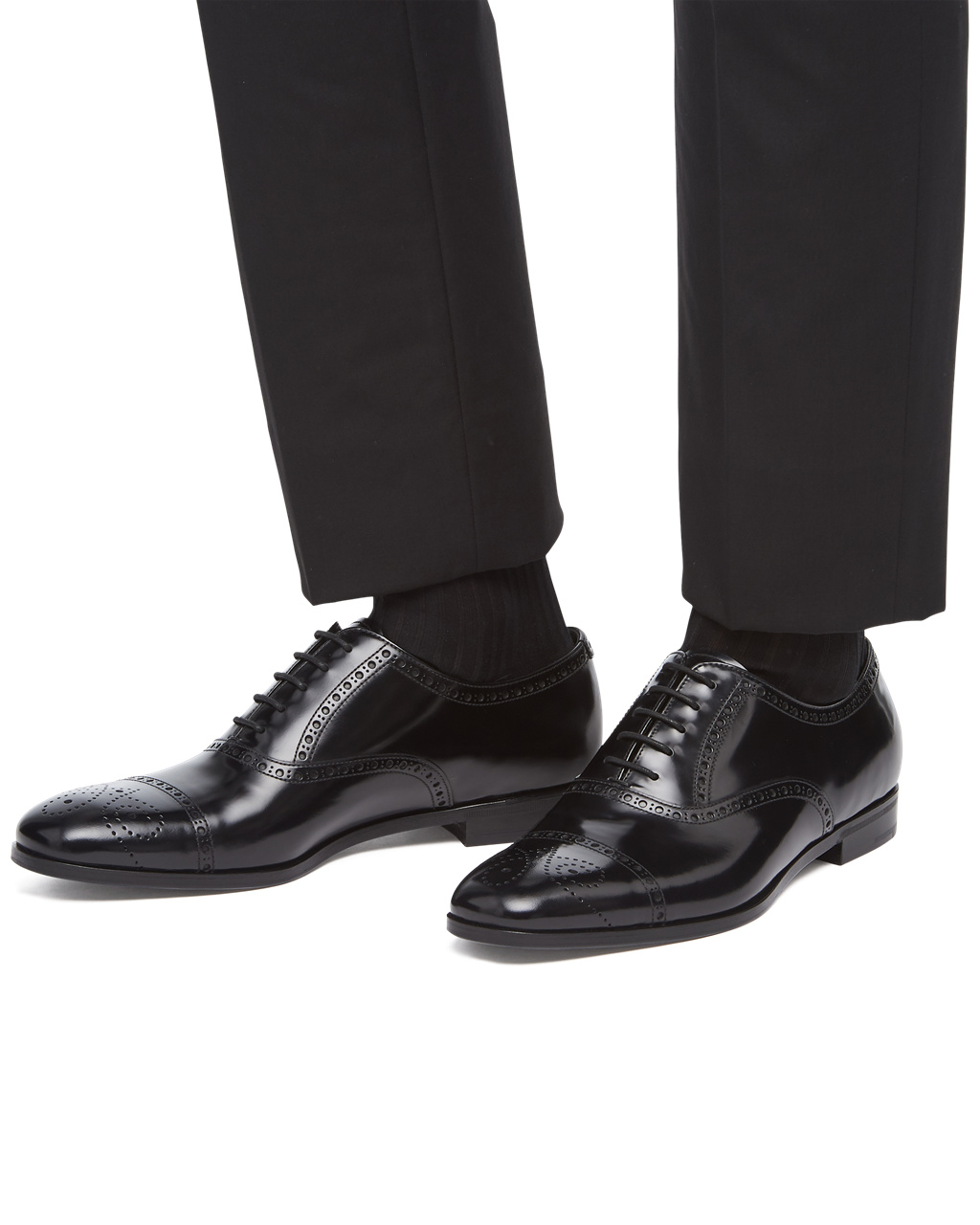 Prada Brushed Bőr Oxford Shoes Fekete | UPDWIC503