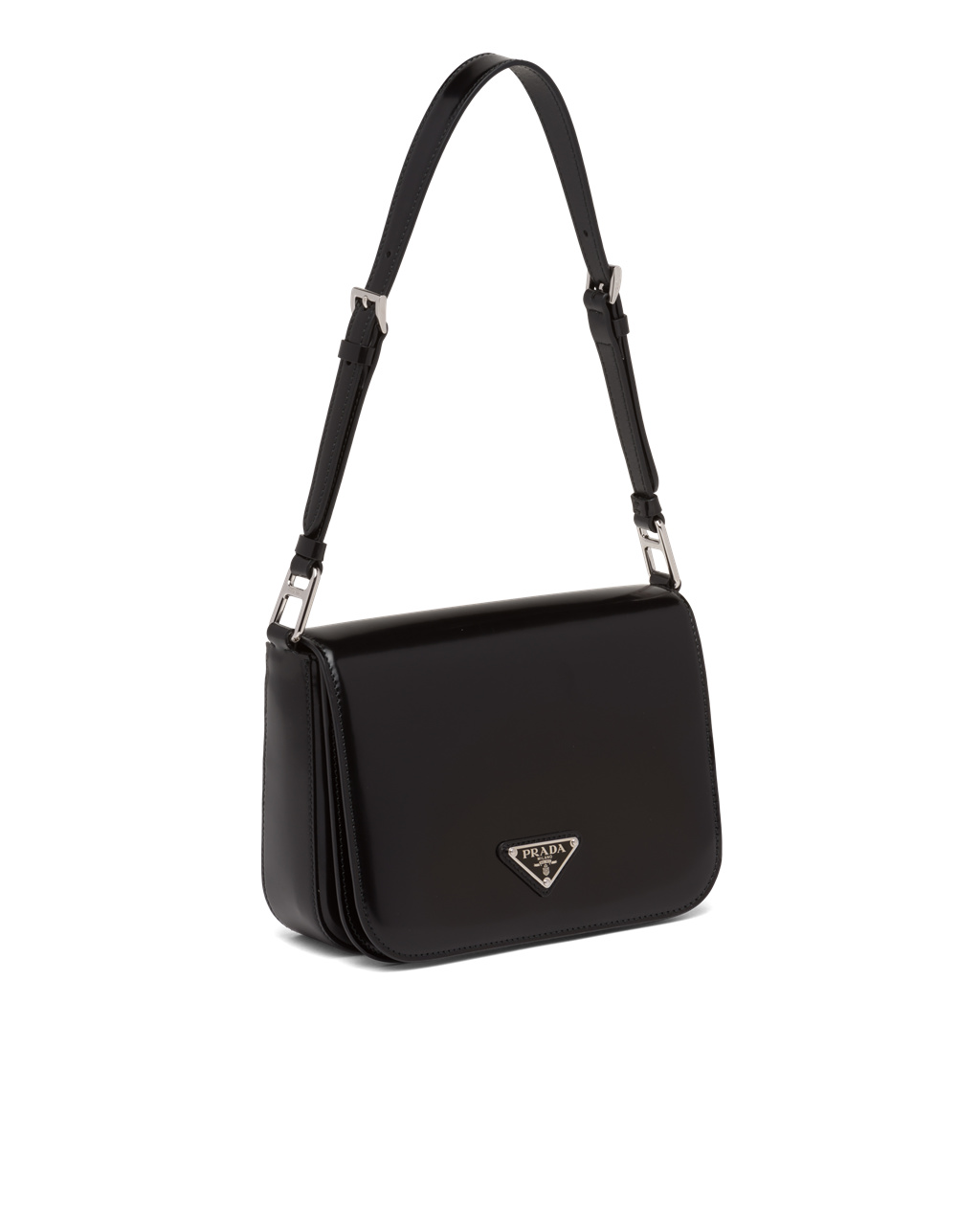 Prada Brushed Bőr Shoulder Bag Fekete | NEQAZW124