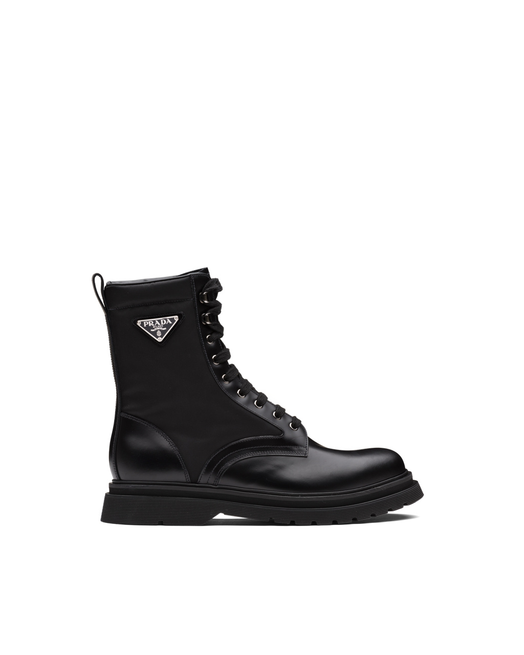 Prada Brushed Rois Bőr And Nylon Booties Fekete | IEAPUH369