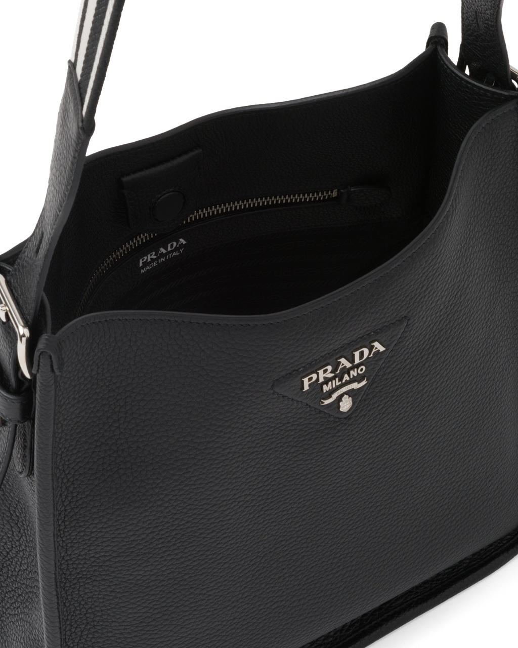 Prada Bőr Hobo Bag Fekete | GQYWCF780