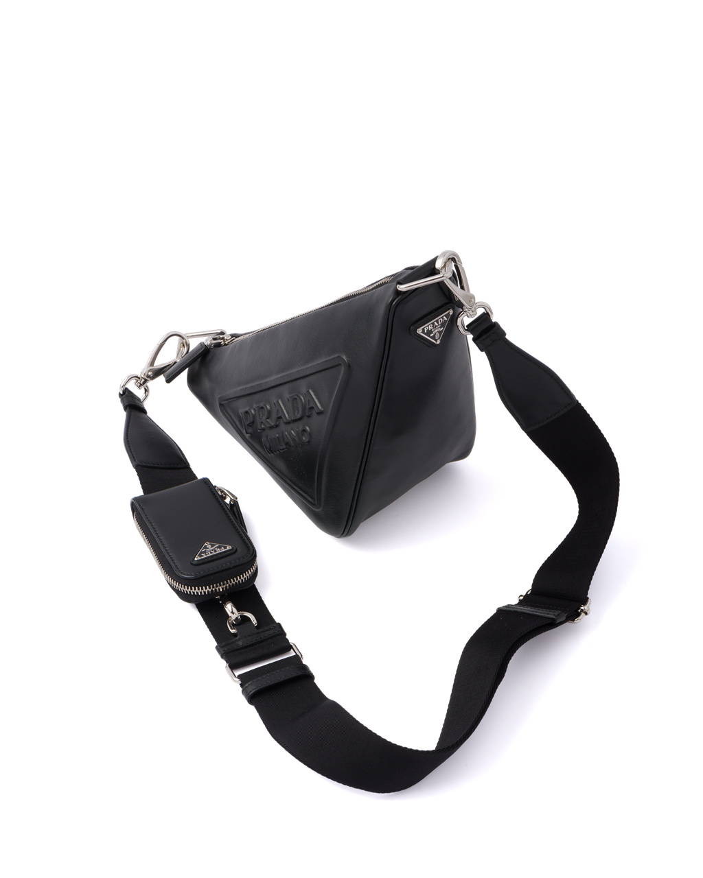 Prada Bőr Prada Triangle Shoulder Bag Fekete | BZHWES154