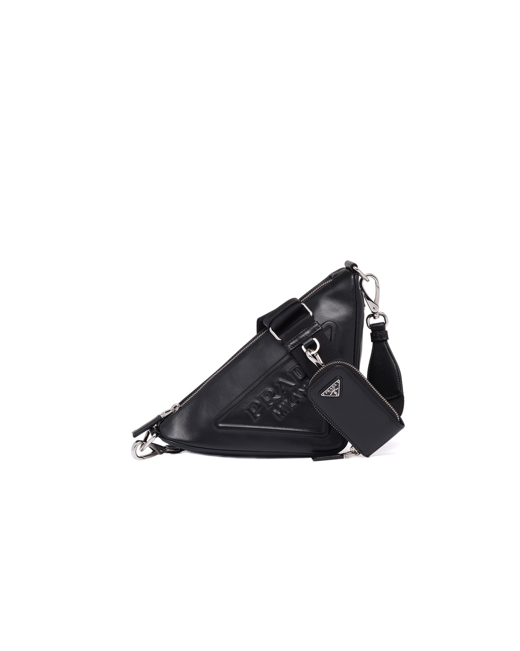 Prada Bőr Prada Triangle Shoulder Bag Fekete | BZHWES154