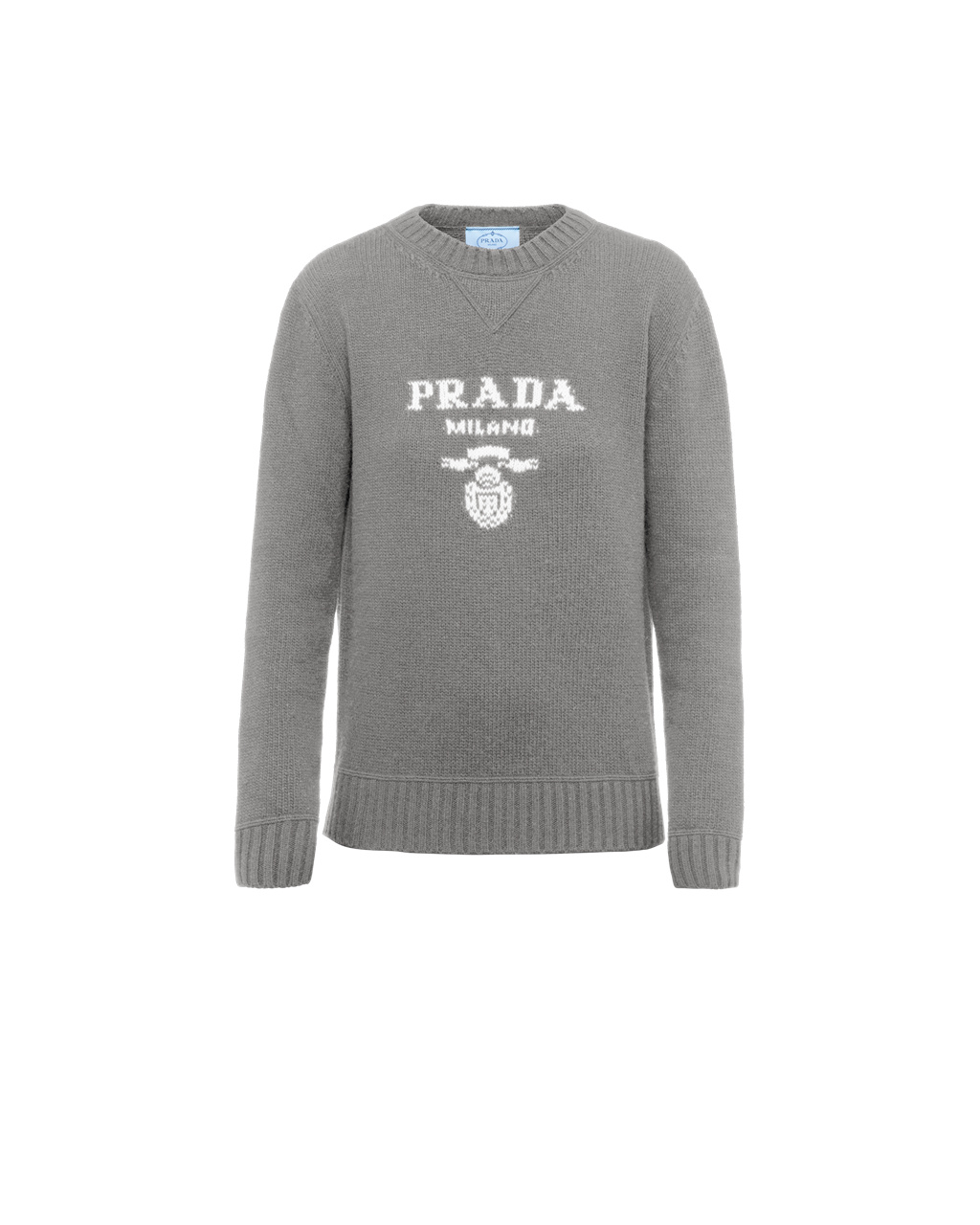 Prada Cashmere And Wool Prada Logo Crew-neck Pulóver Szürke | NAVIED396