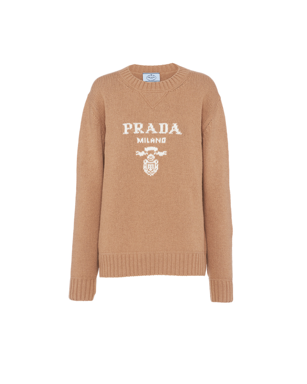 Prada Cashmere And Wool Prada Logo Crew-neck Pulóver Barna | SILYQV718