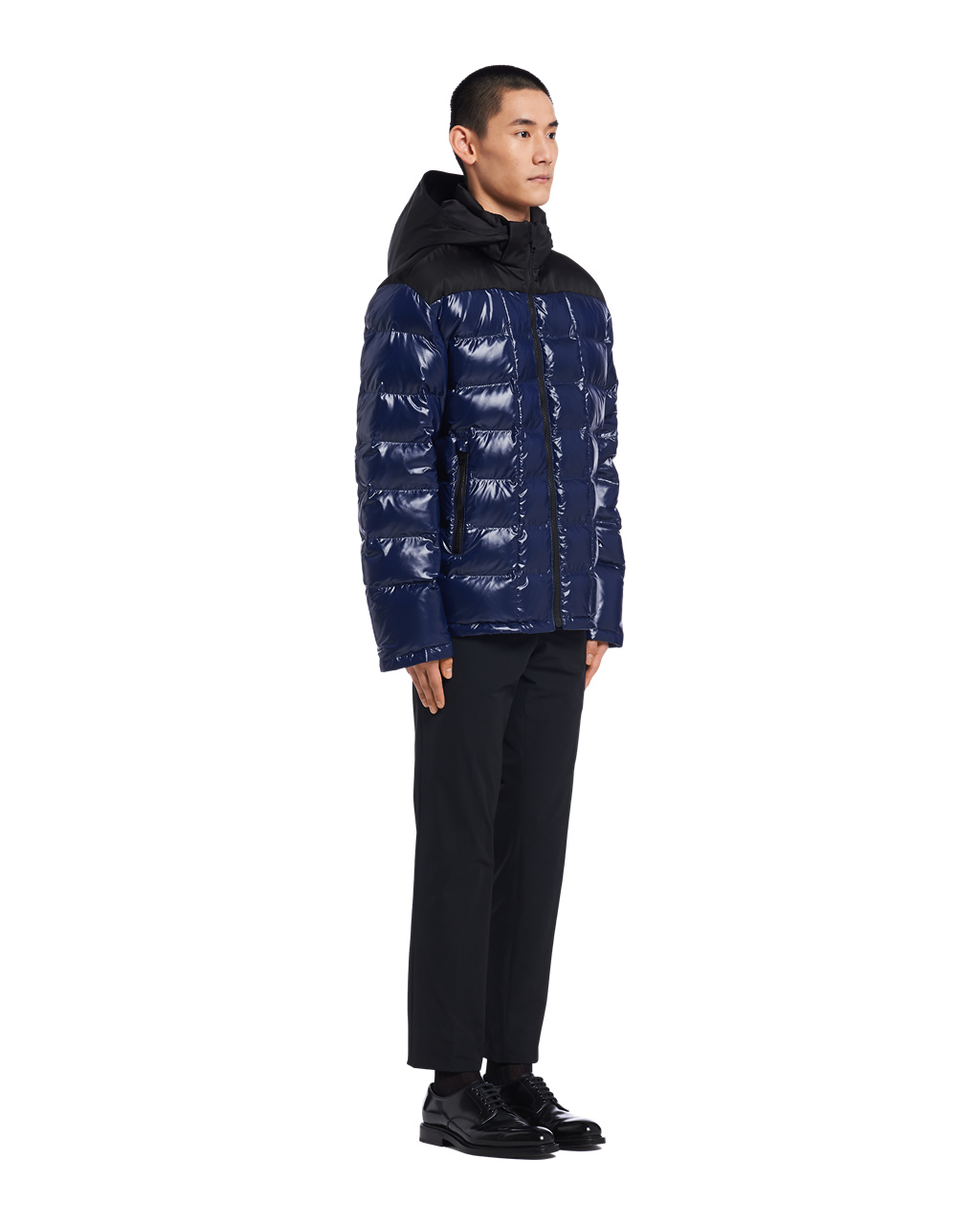 Prada Csuklyás Nylon Down Jacket Kék | LCFWER249