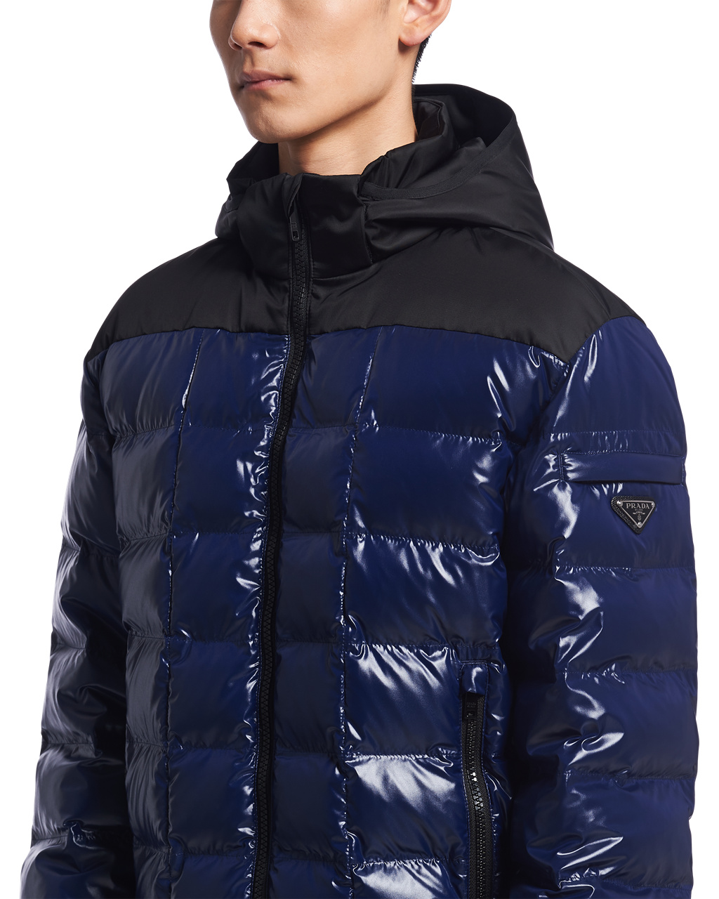 Prada Csuklyás Nylon Down Jacket Kék | LCFWER249