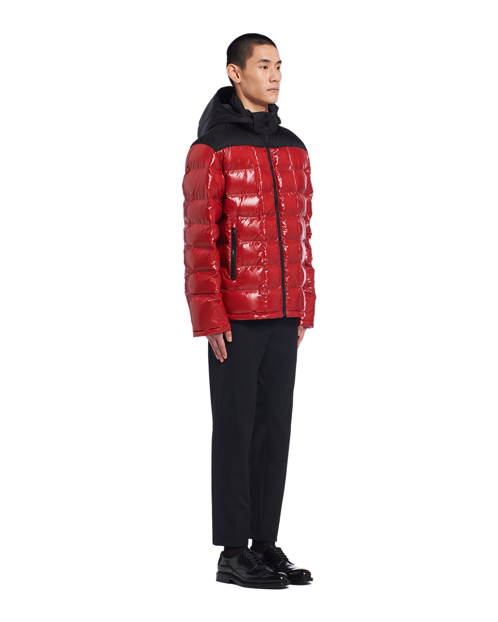 Prada Csuklyás Nylon Down Jacket Piros | FKYWHP849