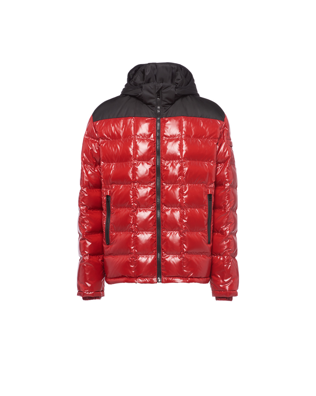 Prada Csuklyás Nylon Down Jacket Piros | FKYWHP849