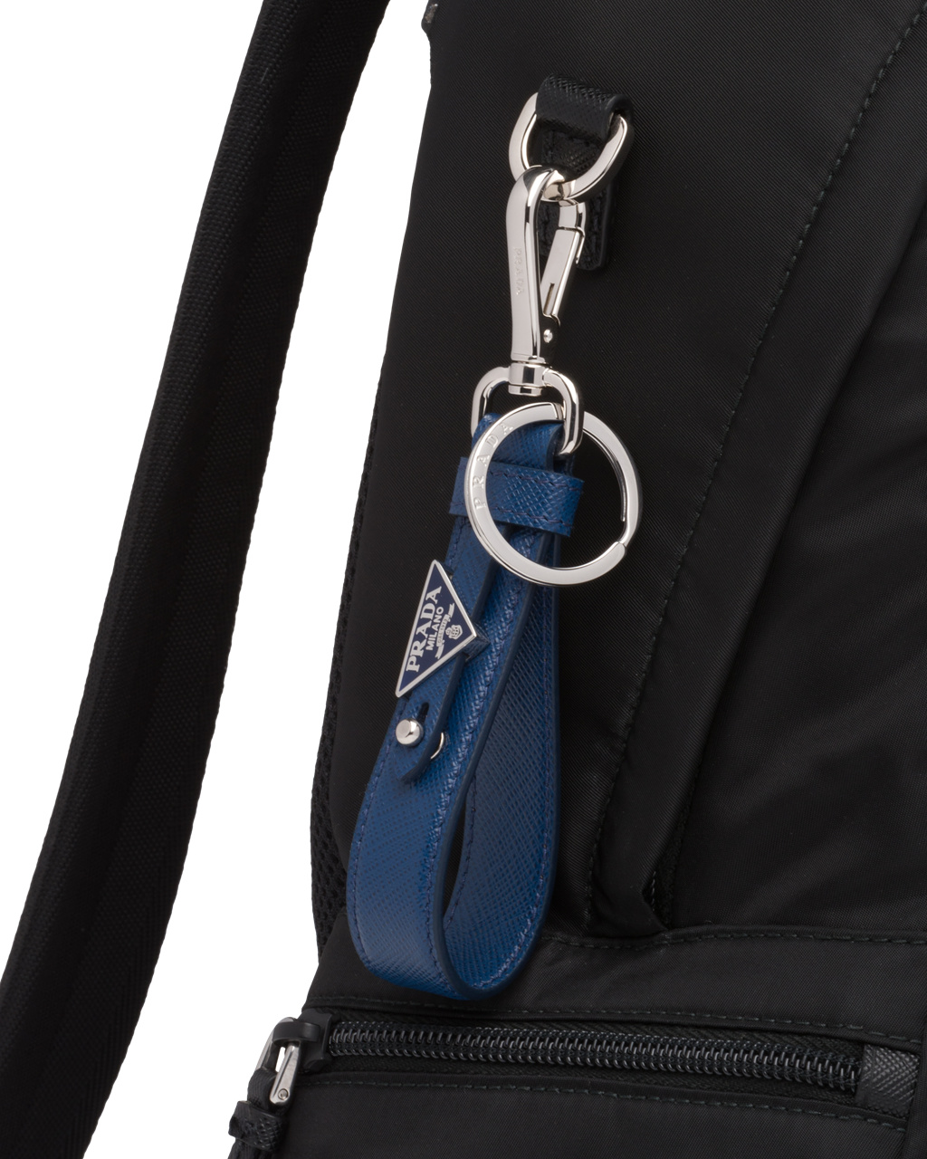 Prada Customized Saffiano Bőr Keychain Bluette | VZWKGY617