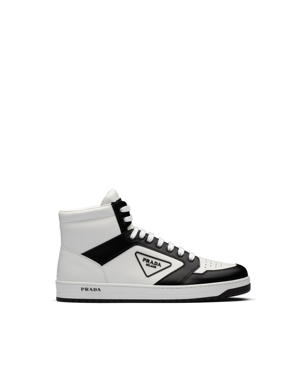 Prada District Bőr Sneakers Fehér Fekete | OVHCIS984