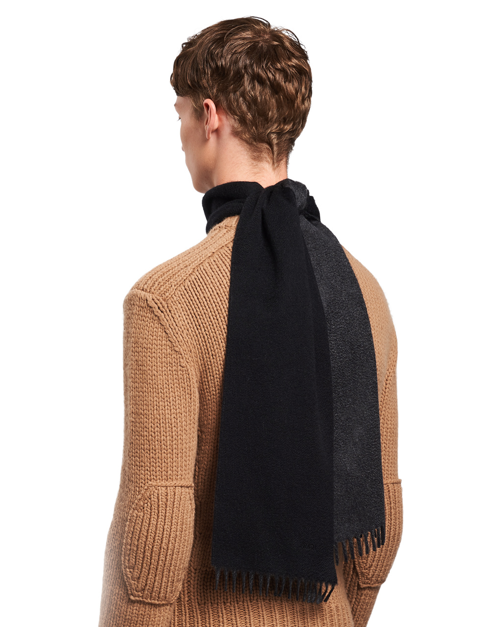 Prada Double Cashmere Scarf Anthracite Gray | ZHKGEW943