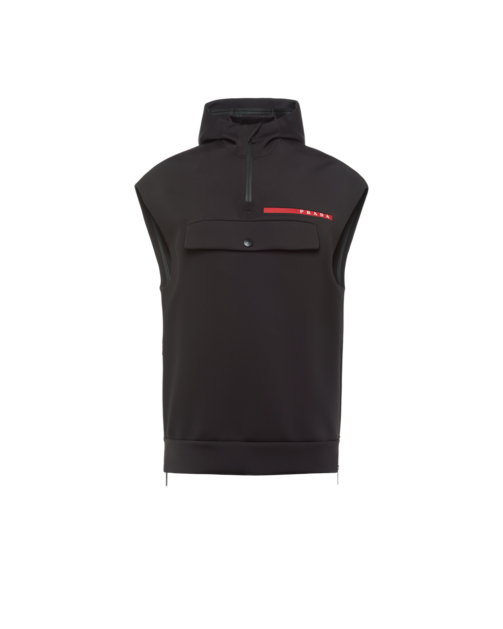 Prada Double Technical Jersey Hoodie Vest Fekete | DWOELT908