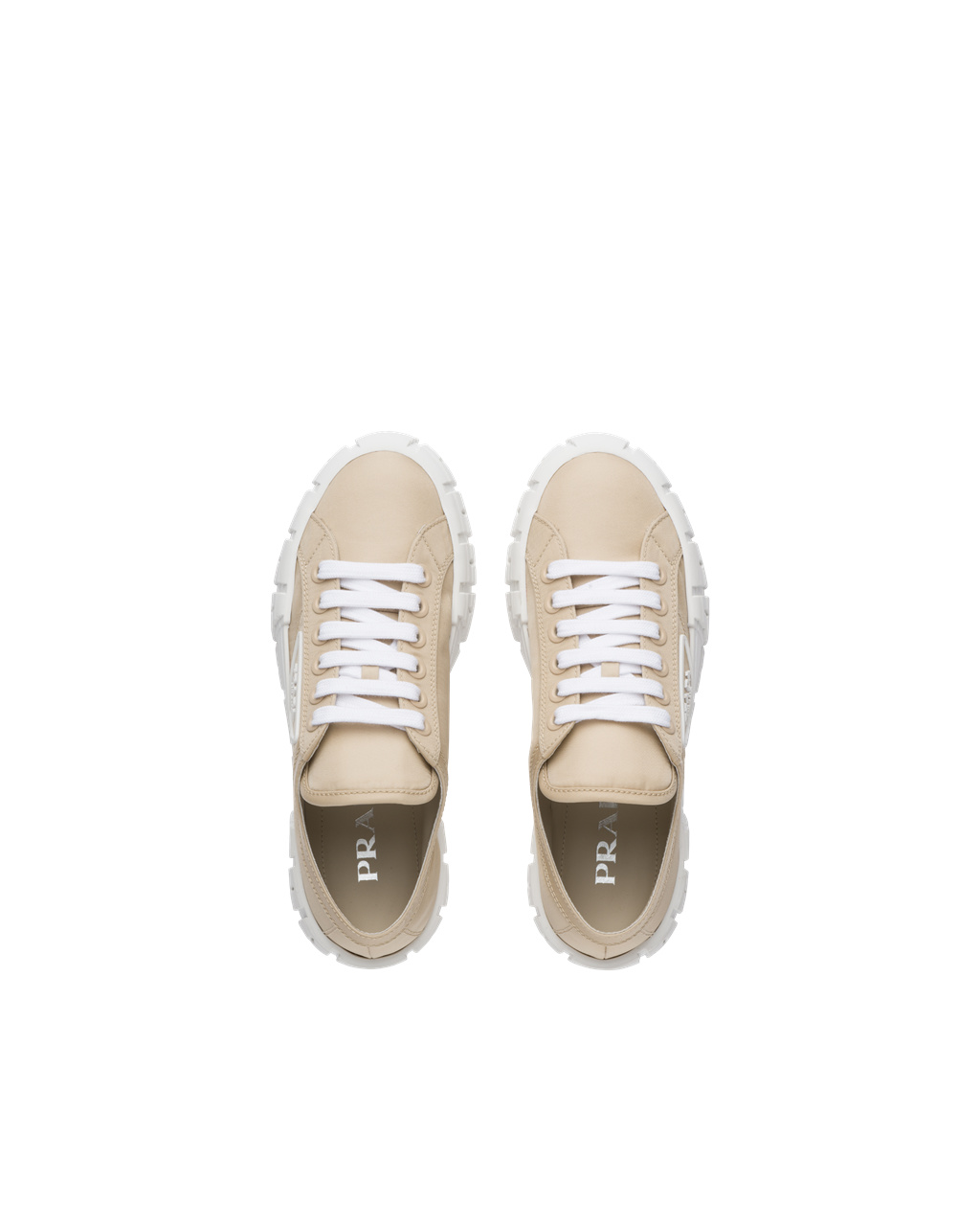 Prada Double Wheel Nylon Gabardine Sneakers Bézs | DAPRVN891