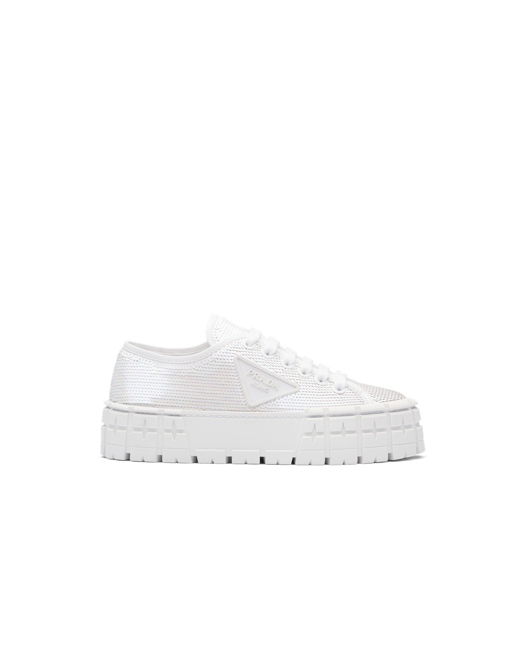 Prada Double Wheel Sequin Sneakers Fehér | ENGSQC360