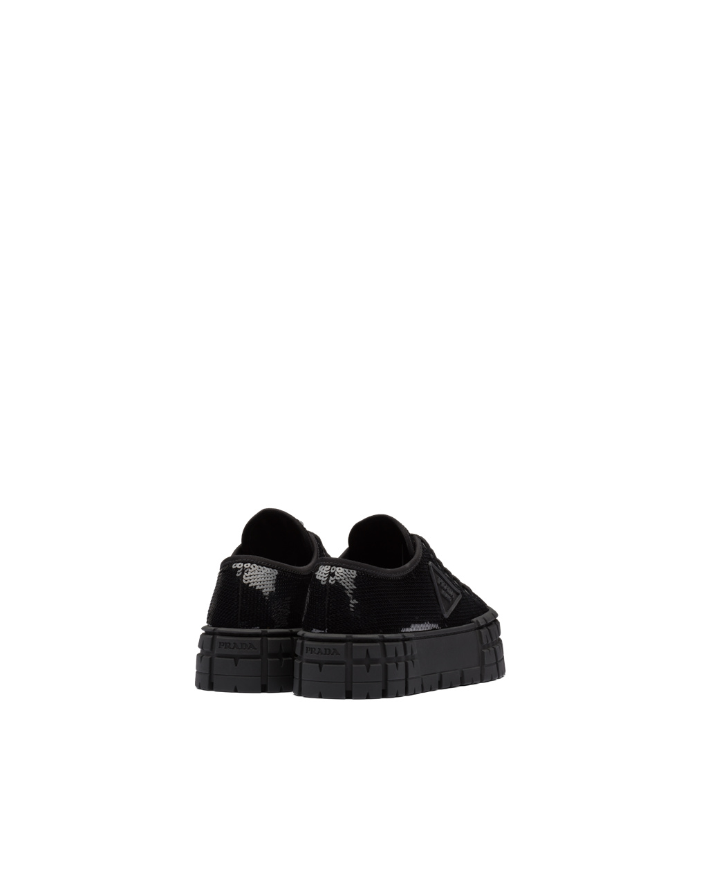 Prada Double Wheel Sequin Sneakers Fekete | ARVEZS346