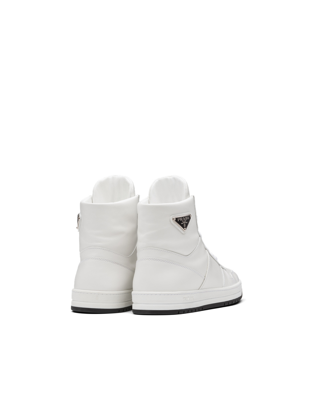 Prada Downtown Perforated Bőr High-top Sneakers Fehér Fekete | ONQLGC408