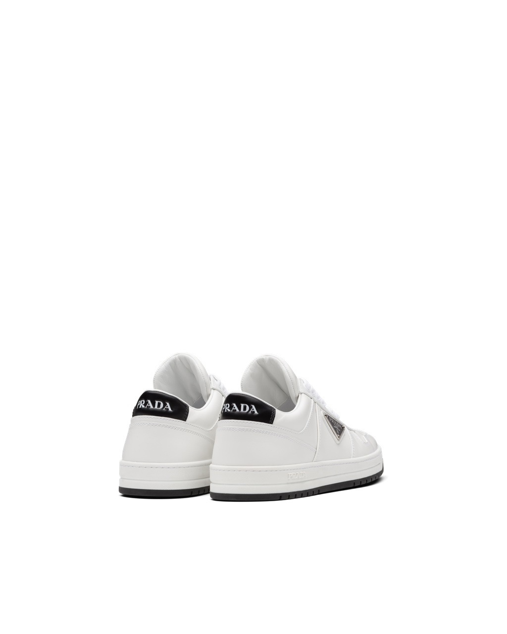 Prada Downtown Perforated Bőr Sneakers Fehér Fekete | SRMZCO326