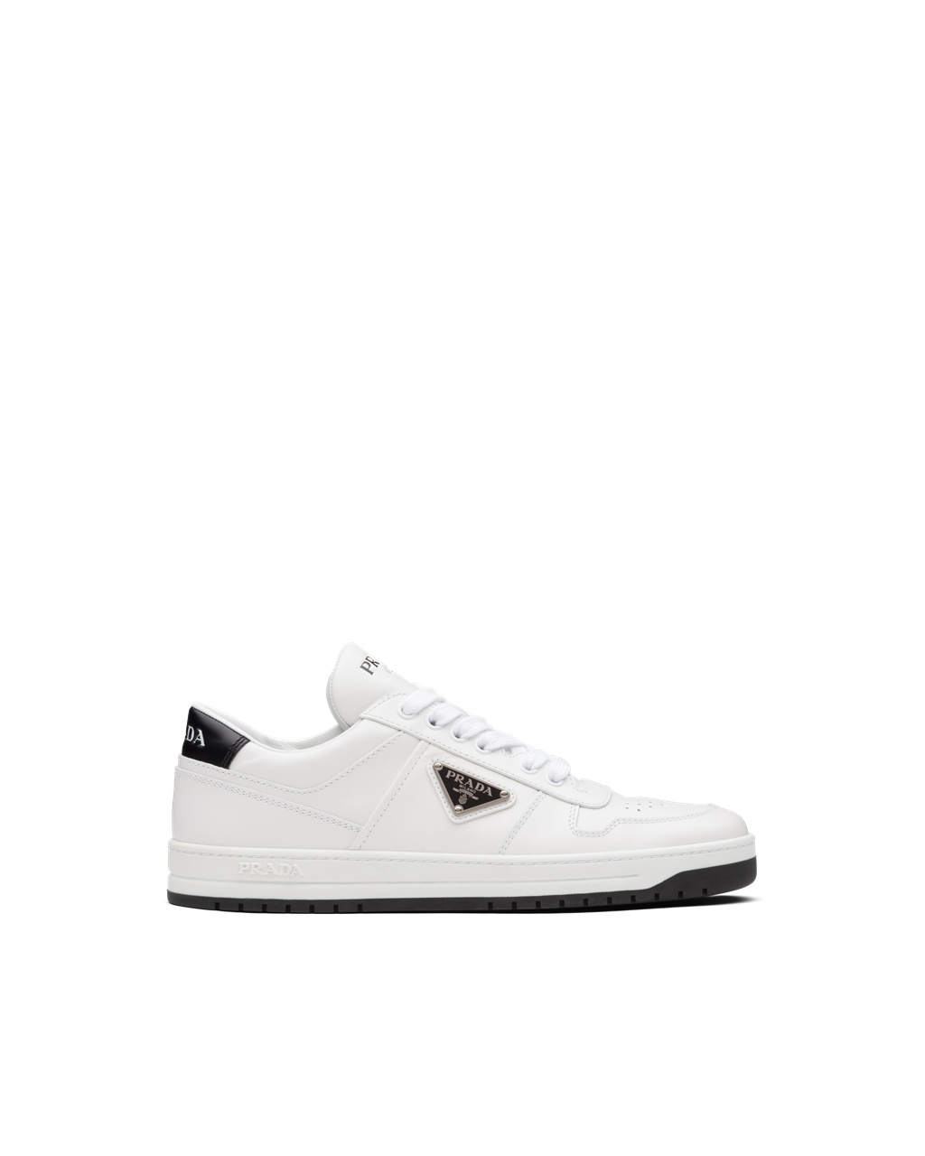 Prada Downtown Perforated Bőr Sneakers Fehér Fekete | SRMZCO326