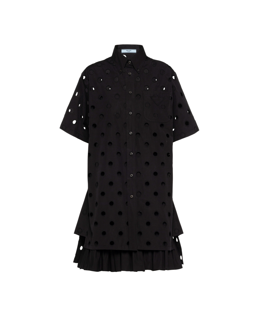 Prada Eyelet Csipke Poplin Minidress Fekete | HANVEZ042