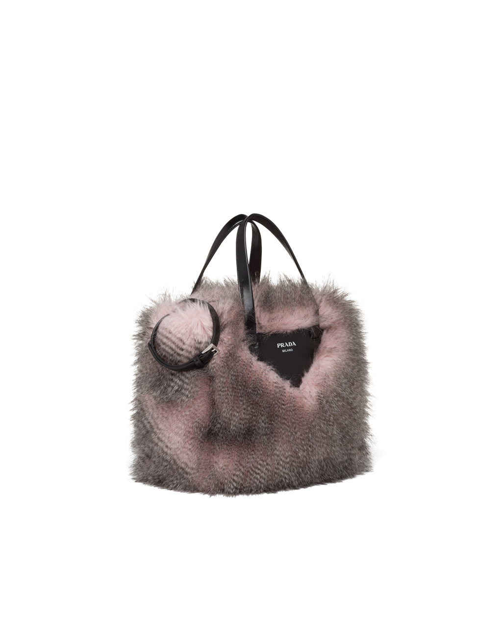 Prada Faux Fur Fabric Tote Bag Fehér Fekete | WHPZBO046