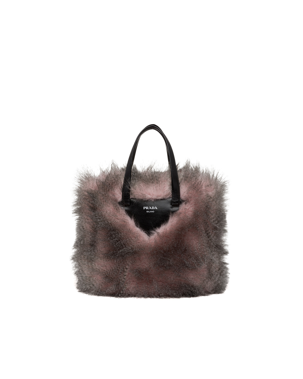 Prada Faux Fur Fabric Tote Bag Fehér Fekete | WHPZBO046