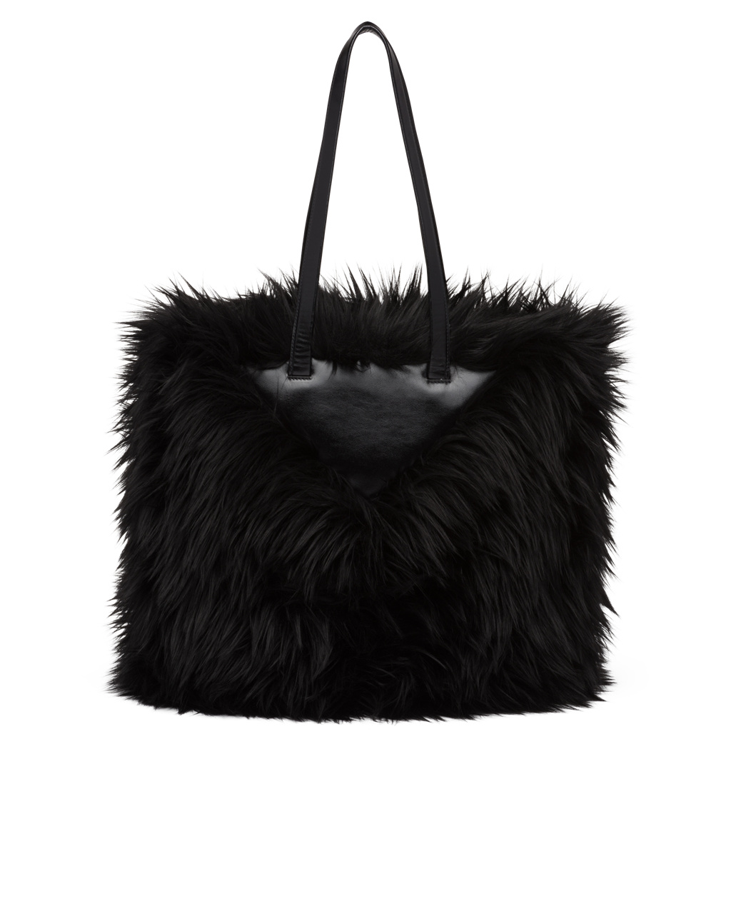 Prada Faux Fur Fabric Tote Bag Fekete | XOJPCZ462