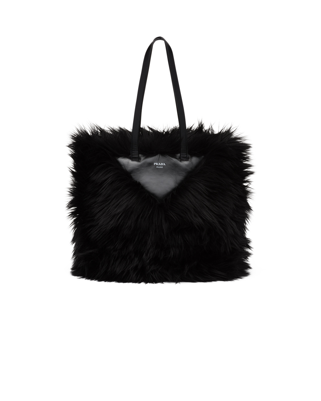 Prada Faux Fur Fabric Tote Bag Fekete | XOJPCZ462