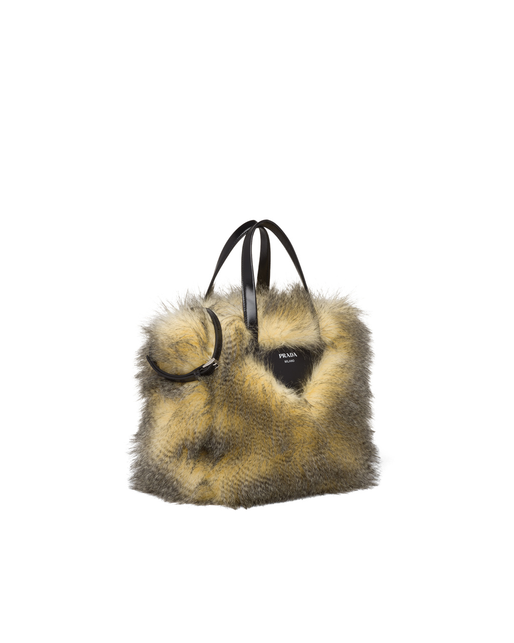 Prada Faux Fur Fabric Tote Bag Sárga Fekete | BWCDMP804