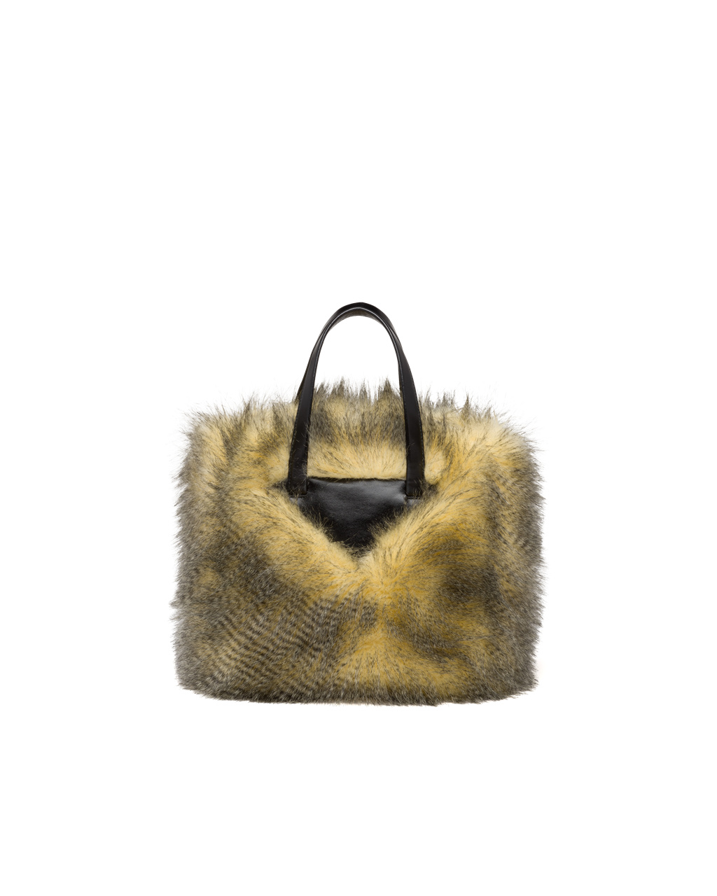 Prada Faux Fur Fabric Tote Bag Sárga Fekete | BWCDMP804