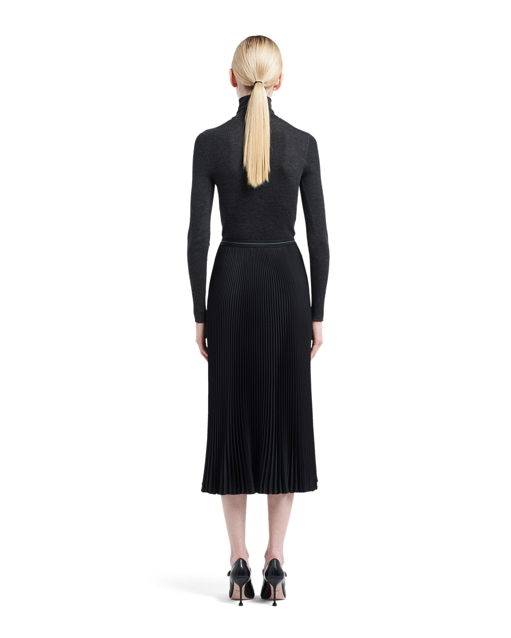 Prada Fluid Twill Skirt Fekete | EXSPCG378