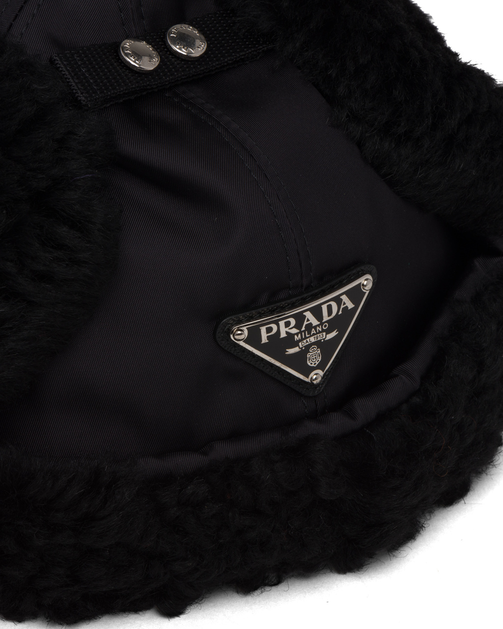 Prada Fur-trimmed Nylon Hat Fekete | NIHLQE371