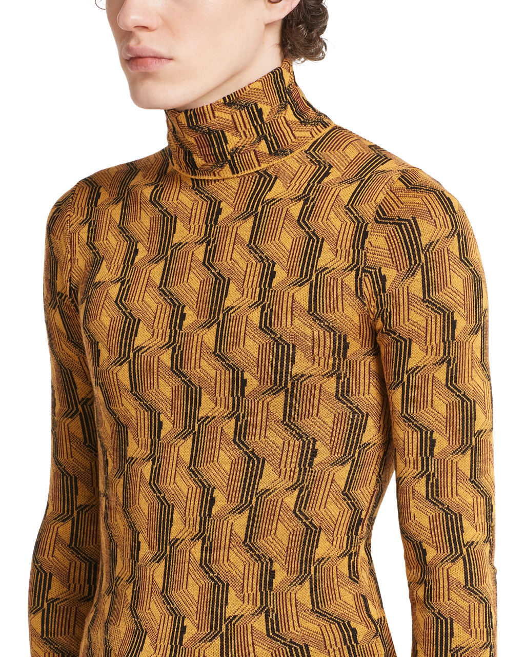 Prada Jacquard Superfine Wool Turtleneck Pulóver Sárga | WPOBVI273