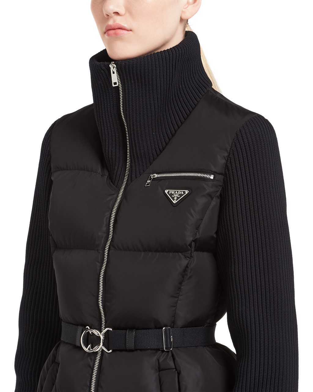 Prada Könnyű Nylon Puffer Jacket Fekete | UCRTZP940