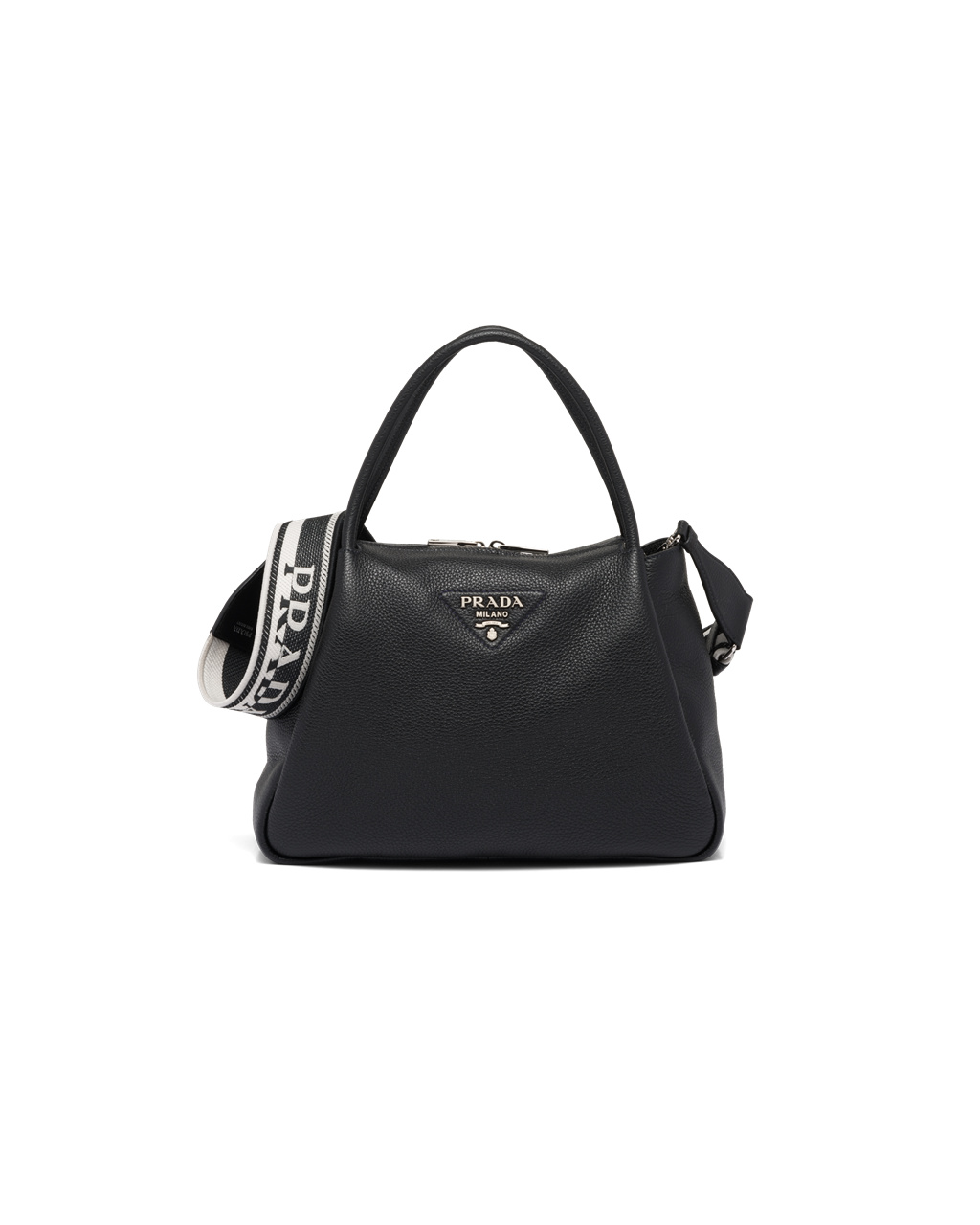 Prada Large Bőr Handbag Fekete | YHGFAR867