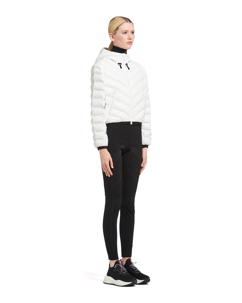 Prada Light Nylon Csuklyás Puffer Jacket Fehér | MNXUWF093