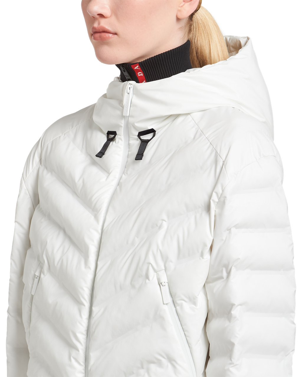 Prada Light Nylon Csuklyás Puffer Jacket Fehér | MNXUWF093