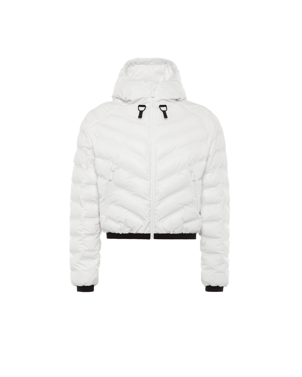 Prada Light Nylon Csuklyás Puffer Jacket Fehér | MNXUWF093