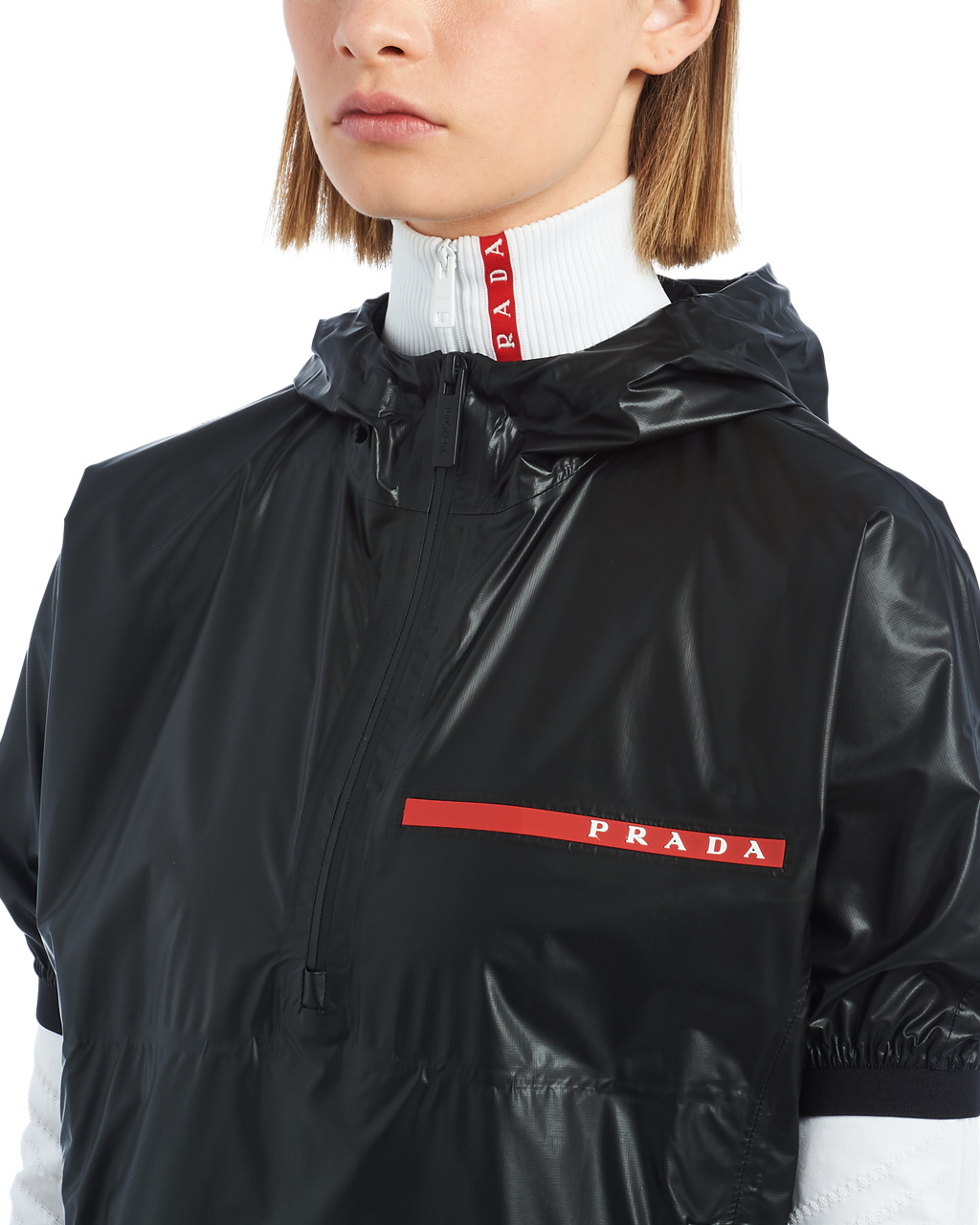 Prada Light Nylon Rövid-sleeved Jacket Fekete | EXSZTL108