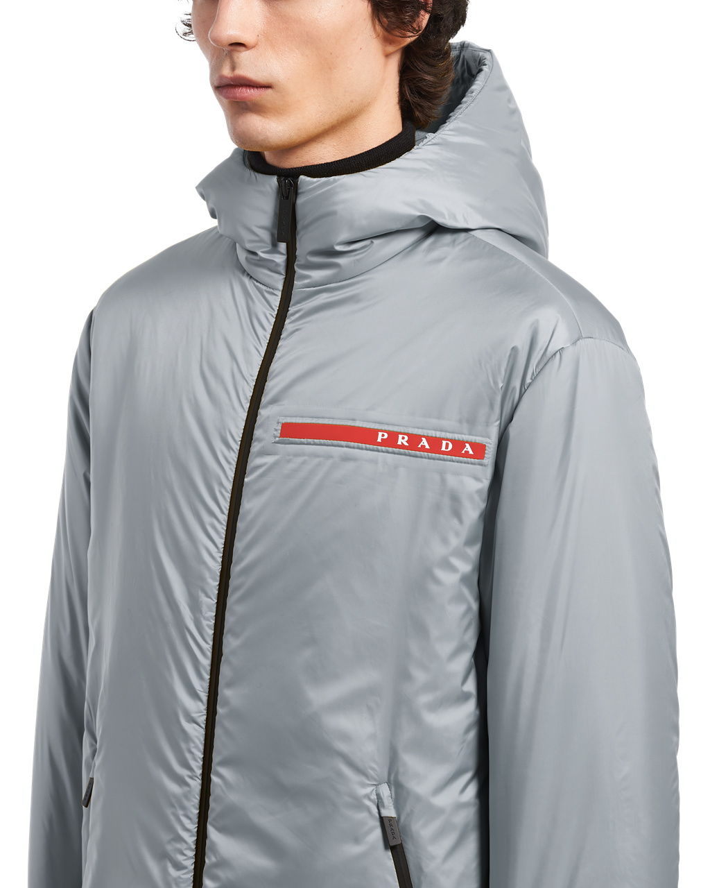 Prada Light Polyester Padded Jacket Aluminum | WUPHOD072