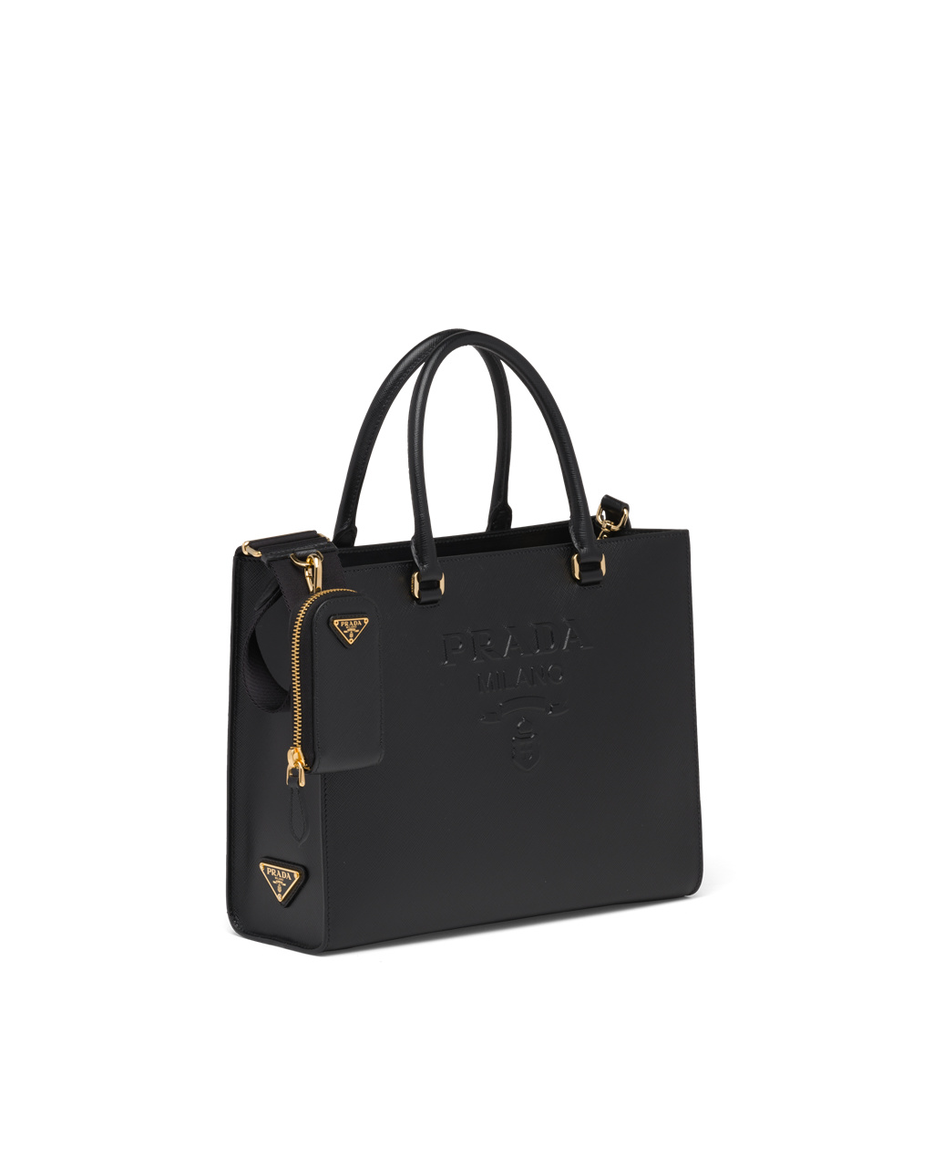 Prada Medium Saffiano Bőr Handbag Fekete | CTXAUY178